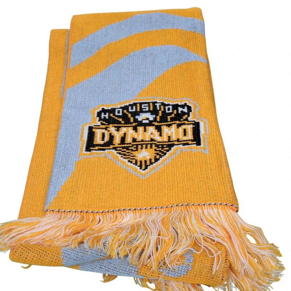 Houston Dynamo MLS Soccer Scarf Adidas Gold Gray Stripe Knit‎ Accessory HG10290